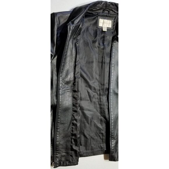 Worthington Full Zip Black 100% Leather Jacket Lined Pockets RN 93677 Women's XL - Picture 6 of 16